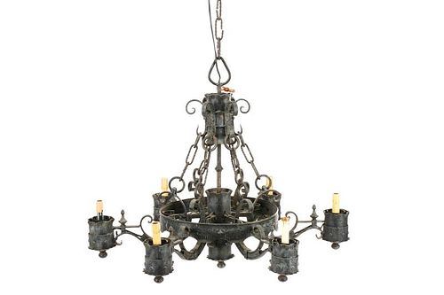 Spanish Colonial Style Wrought Iron Chandelier