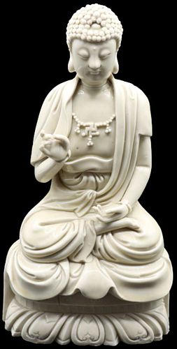 Blanc de Chine Buddha With Spiritual Symbol