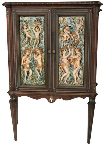Vintage Capo di Monte Cabinet with Figural Doors