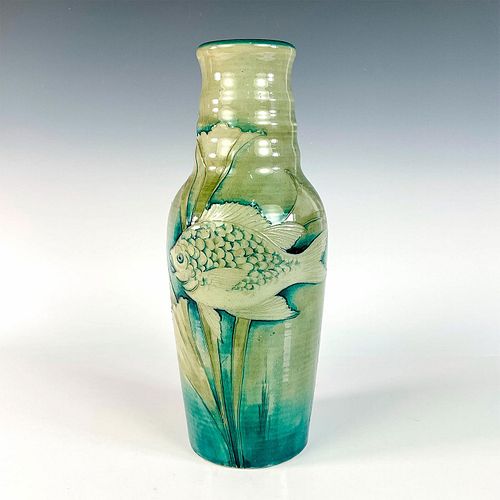 Rare Moorcroft Pottery Tall Vase, Fish