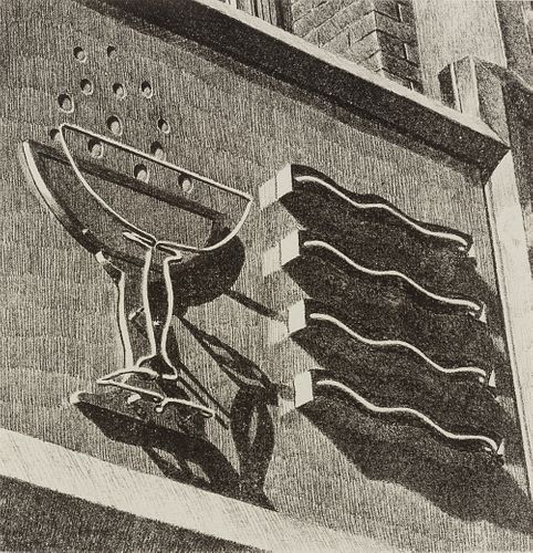 Robert Cottingham (Am. b. 1935), Champagne, Lithograph, framed under glass