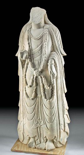 Lifesize Chinese Northern Qi Marble Bodhisattva Guanyin