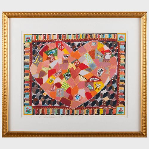 Red Grooms (b. 1937): Heart Quilt