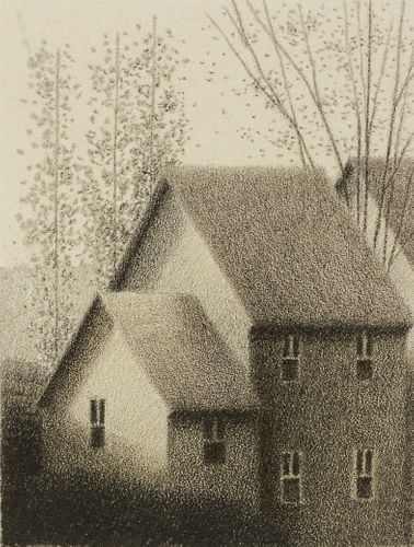 Robert Kipniss (Am. b. 1931), Little House, Etching on paper, framed under glass