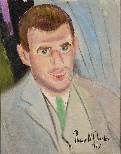 Robert W. Charles (20th Century), Portrait of a Man with Green Eyes, 1927, Oil on canvas, framed