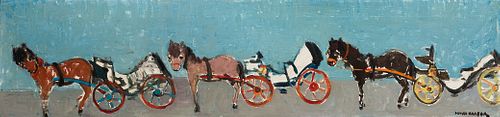 Moura Chabor (Fr. 1905-1995), Horse Carriages, Oil on canvas, framed