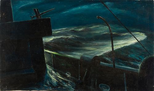 William Thon (Am. 1906-2000), "Night Watch", Oil on canvas, unframed
