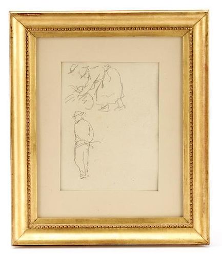 Camille Pissarro, "Study of Fieldworkers, Graphite