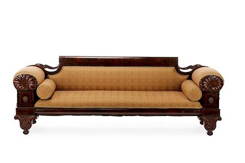 Important Carved Mahogany Sofa, Anthony Quervelle