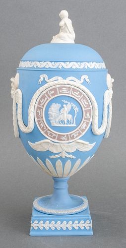 Wedgwood "Zodiac" Tricolor Jasperware Covered Vase