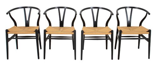 Carl-Hansen & Son, Aarup CH24 Ebonized Chairs, 4