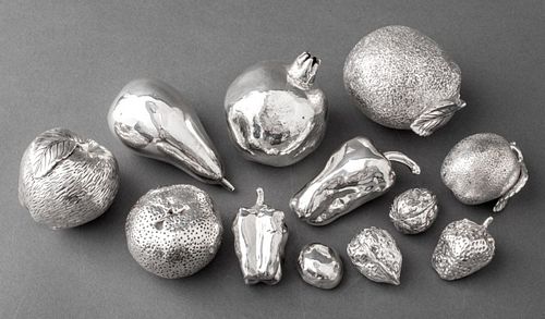 Buccellati Style Silver Group of Fruits & Nuts, 12