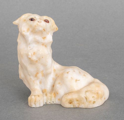 O. Paz Art Nouveau White Marble Pekingese Dog