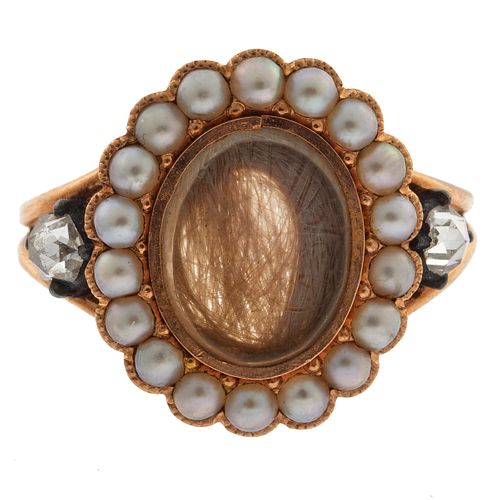 Victorian Diamond, Seed Pearl, 14k Ring