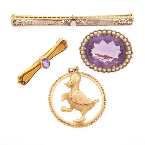 Collection of Vintage Amethyst, Seed Pearl, 14k Jewelry
