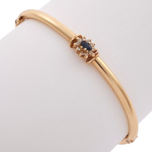 Sapphire, Diamond, 14k Yellow Gold Bangle Bracelet