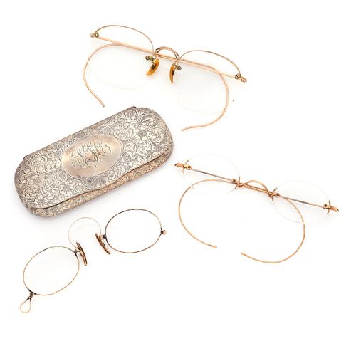 Collection of Antique Gold-Filled, Silver Gilt Eyeglasses