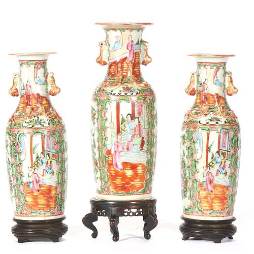 Three Chinese Export Famille Verte Vases