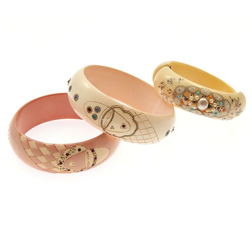 Collection of Three Vintage Celluloid Sparkle Bangles