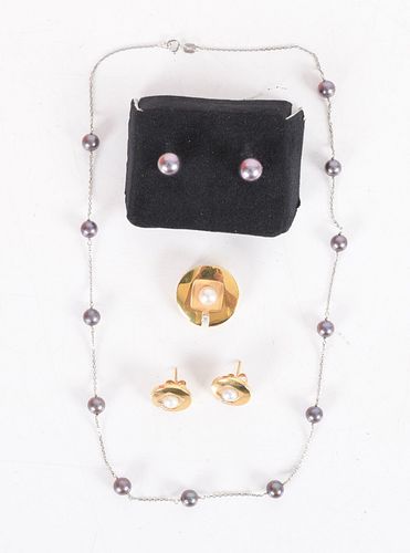 Four Pieces of 14k Gold and Cultured Pearl Jewelry
