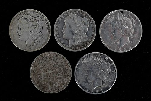 Five U.S. Silver Dollars
