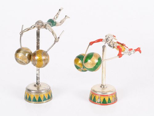 Two Tiffany & Co. Sterling and Enamel Acrobats