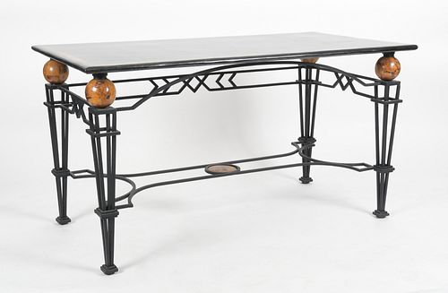 An Art Deco Style Wrought Iron Console Table