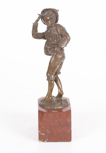 French Patinated Bronze Figure of a Boy