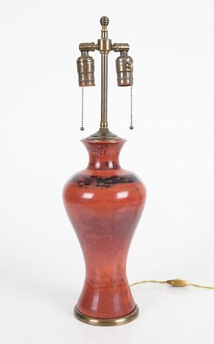 Enameled Metal Baluster Vase Table Lamp