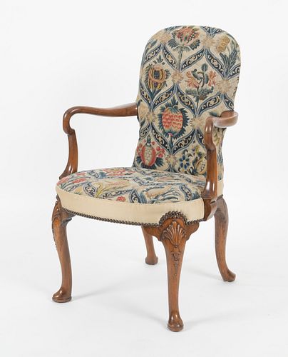 George I Carved Walnut Open Armchair
