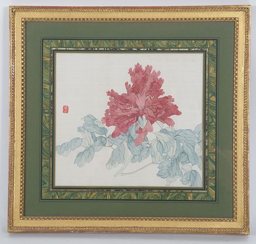 Set of Sixteen Chinese Floral Paintings on Silk