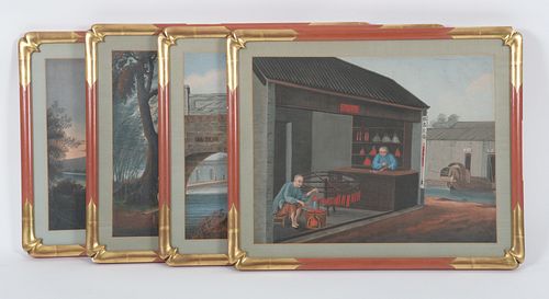 Four China Trade Paintings, 19th Century