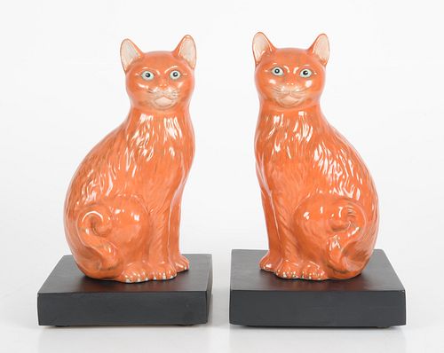 A Pair of Japanese Porcelain Cats