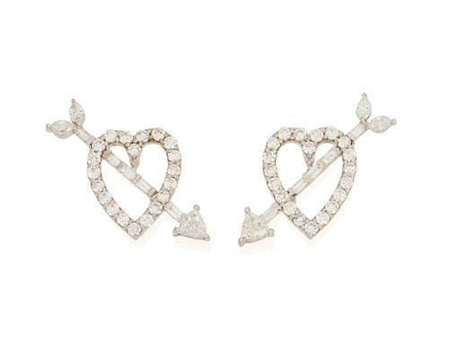 A pair of heart & arrow earrings