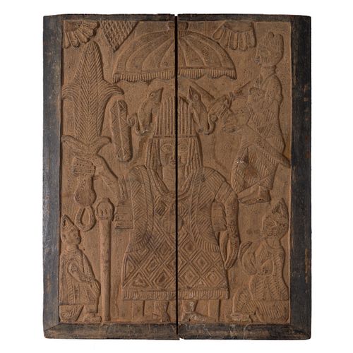 South Asian Carved Wood Panel