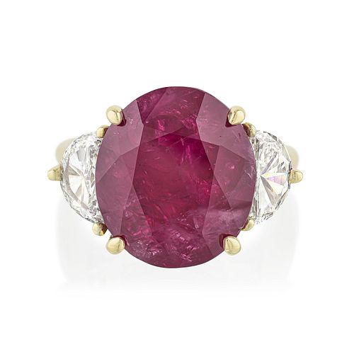 14.65-Carat Burmese Unheated Ruby and Diamond Ring, AGL Certified