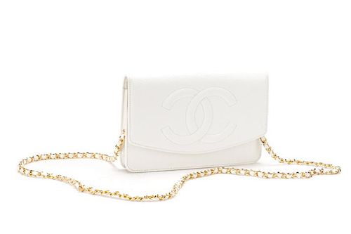 Chanel White Caviar Leather Wallet on Chain sold at auction on 16th January
