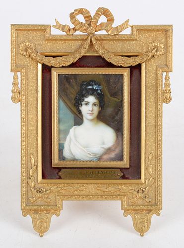 French Portrait Miniature of a Lady, Bronze Frame