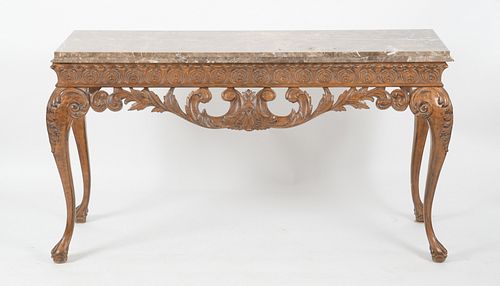 Rococo Style Marble Top Console Table