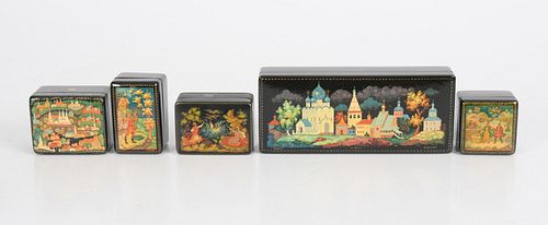 A Group of Russian Lacquered Boxes