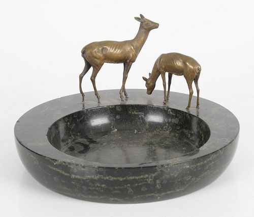 An Art Deco Marble and Bronze Tray