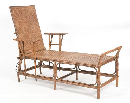 A French Bamboo and Rattan Chaise Lounge