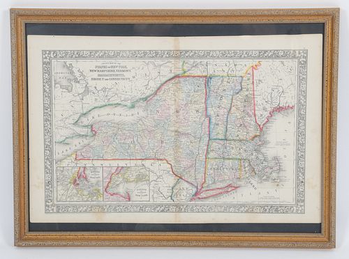 An 1860 Map, Counties of New York, New Hampshire, Etc...