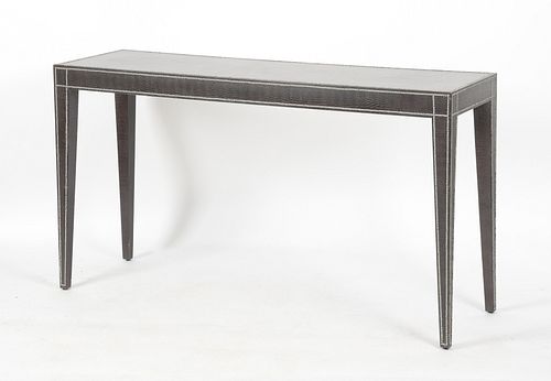 Modern Studded Leather Covered Console Table