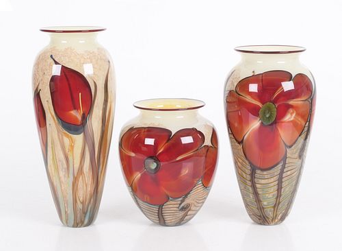 Richard Satava (Born 1950) Three Glass Vases