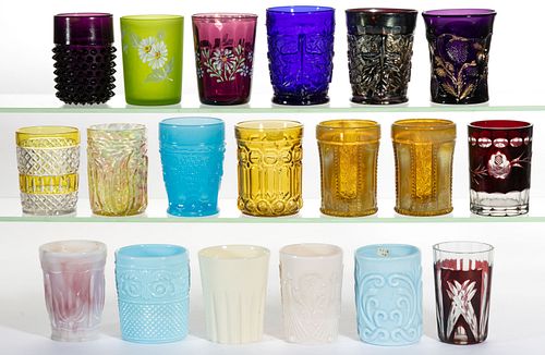 ASSORTED 19TH AND 20TH CENTURY GLASS TUMBLERS, LOT OF 16