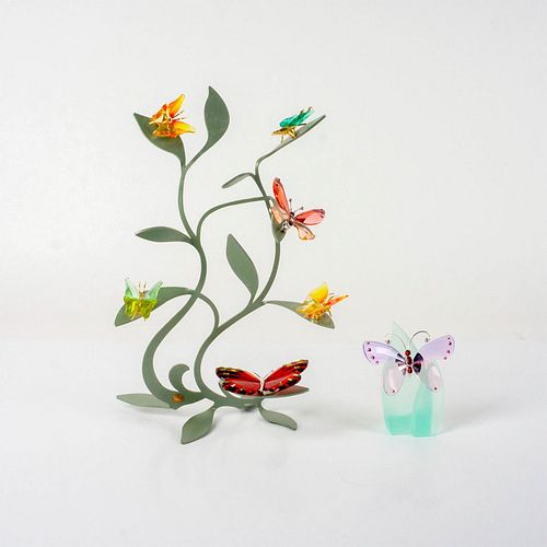 7pc Swarovski Crystal Butterflies with 2 Vine Stands