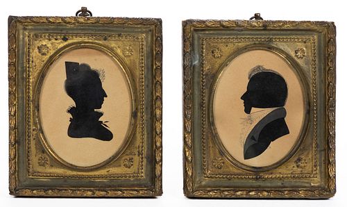 PAIR OF WILLIAM CHAMBERLAIN (NEW HAMPSHIRE, 1790-1860), ATTRIBUTED, SILHOUETTES