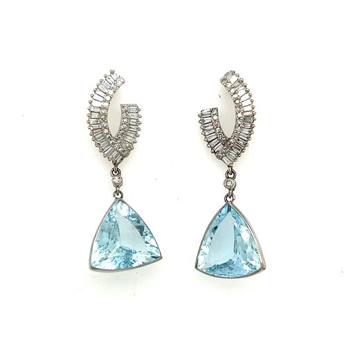 14k Aqua Diamond EarringsÂ 