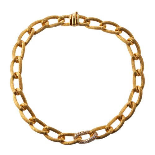 Henry Dunay Sabi Diamond Brushed Gold Link Necklace
